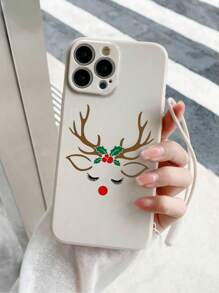 1个圣诞可爱小鹿图案TPU防摔手机壳，带挂绳，兼容苹果16/11/12/13/14/15/15 Pro/15 Plus/15 Pro Max/7 Plus/8 Plus/X/Xs Max/Xr/11 Pro/12 Pro/13 Pro/14 Pro/12 Mini/13 Mini/11 Pro Max/12 Pro Max/13 Pro Max/14 Pro Max/14 Plus/6/6s/6 Plus/7/8/16 Pro/16 Plus/16 Pro Max/SE和三星Galaxy/A54/A14/A12/A13/A15/A32/A33/A24/A52S/S20/S21/S22/S23/S24/S23 Plus/S24 Ultra - 彩色 - 查看 2