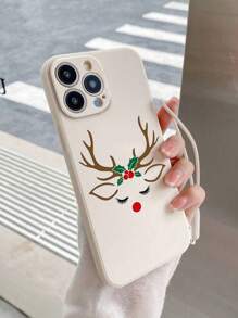 1个圣诞可爱小鹿图案TPU防摔手机壳，带挂绳，兼容苹果16/11/12/13/14/15/15 Pro/15 Plus/15 Pro Max/7 Plus/8 Plus/X/Xs Max/Xr/11 Pro/12 Pro/13 Pro/14 Pro/12 Mini/13 Mini/11 Pro Max/12 Pro Max/13 Pro Max/14 Pro Max/14 Plus/6/6s/6 Plus/7/8/16 Pro/16 Plus/16 Pro Max/SE和三星Galaxy/A54/A14/A12/A13/A15/A32/A33/A24/A52S/S20/S21/S22/S23/S24/S23 Plus/S24 Ultra - 彩色 - 查看 1