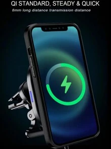 D8 15w磁性汽車無線充電器及支架，適用於支援Apple磁吸手機的設備 - 黑色 - 查看 3