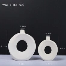 Modern Minimalist 2pcs White Ceramic Vase Set Without Flowers - White - View 2