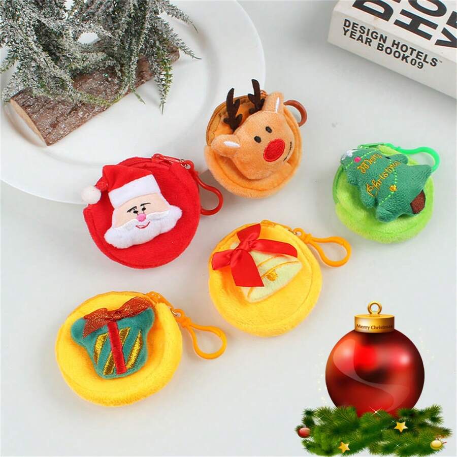 1 Piece Coin Wallet Santa Claus Tree Pendant Portable Storage Key Bag Holiday Gift Purse Decorations Decoration Accessories Accessories - Multicolor - View 1
