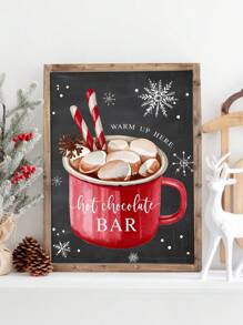 1個熱可可酒吧標牌,聖誕派對裝飾,農家假日廚房裝飾,黑板冬季派對牆藝術裝飾,帆布印刷,冬季禮物 - 彩色 - 查看 5