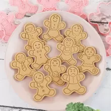 10 件/套圣诞饼干模具，卡通姜饼人形状软糖烘焙工具圣诞节圣诞装饰品圣诞睡衣圣诞礼物圣诞装饰 - 粉色 - 查看 7