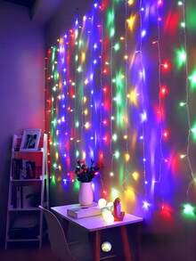 1入組100/200/300 Led 精靈串燈,鉤式室內外臥室窗戶精靈氛圍串燈閃爍燈,適用於婚禮派對室內派對和家庭聚會庭院裝飾氛圍燈 - 彩色 - 查看 9