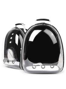 寵物貓背包,戶外便攜式透氣透明全景雙肩太空艙 - 黑色 - 查看 4