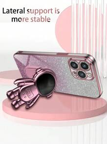 Nieuwe platingtechnologie Anti-val telefoonhoesje + glitterkaart + Astronaut-plating Universele verborgen standaard + telefoonhoesje Volledige set Compatibel met Apple/Samsung/Xiaomi/Oppo/Vivo