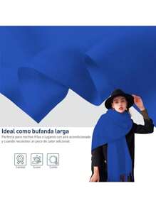 Bluelander Thick Winter Pashmina With Tassels, Windproof, And Fully Adjustable - Navy Blue - View 4