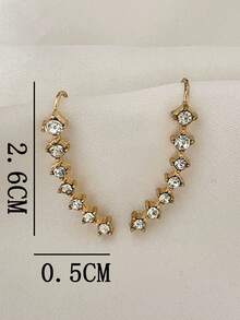 1pair Super Sparkling Seven-stone Rhinestone Star-shaped Stud Earrings - Yellow Gold - View 4