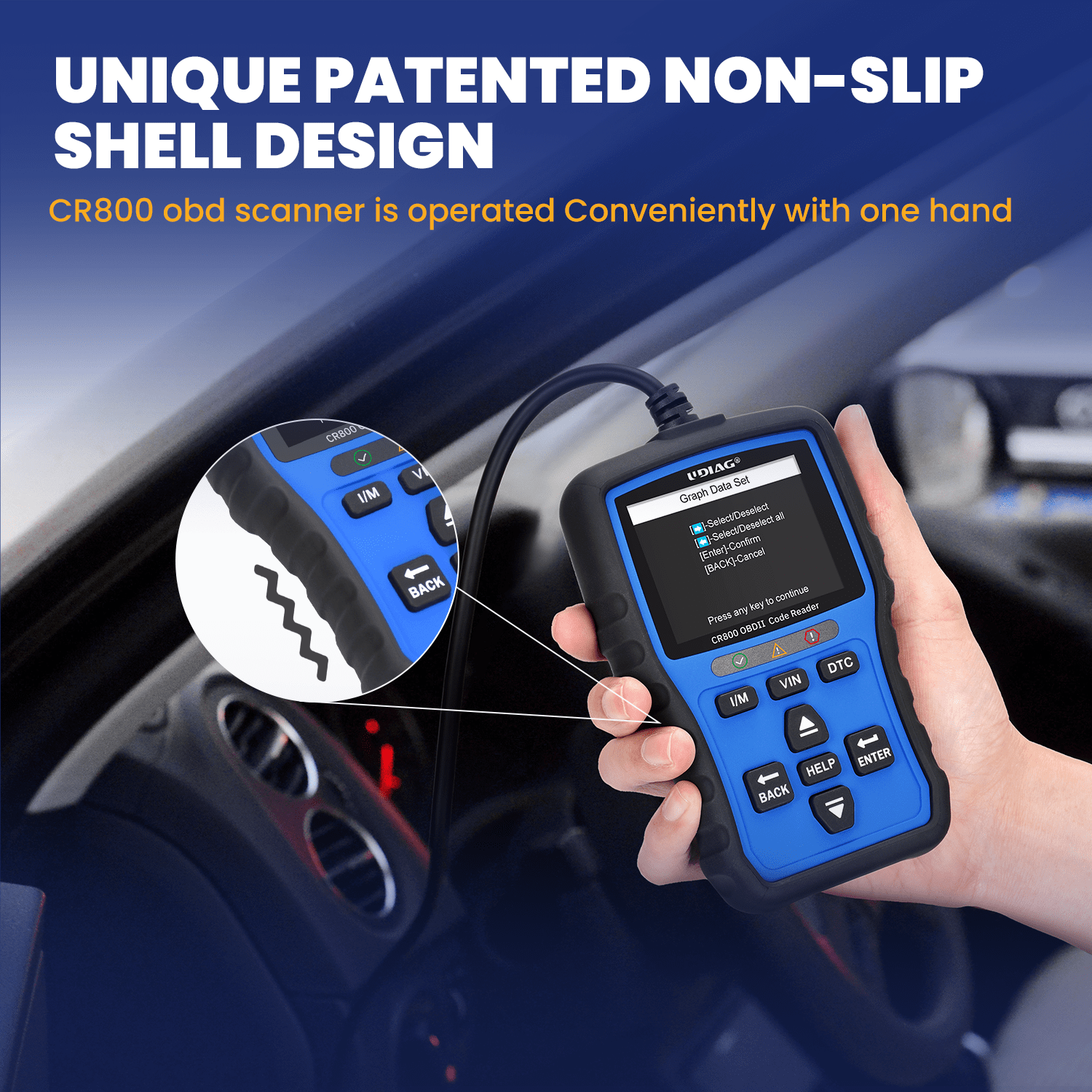 UDIAG CR800 OBD2 Scanner Diagnostic Tool Car Code Reader One-Click I/M ...