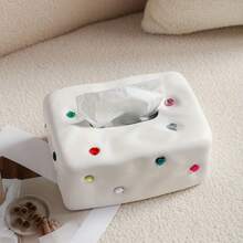 Creative Ceramic Diamond Tissue Box For Living Room Coffee Table Dining Table Decoration - White - View 5