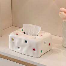 Creative Ceramic Diamond Tissue Box For Living Room Coffee Table Dining Table Decoration - White - View 3