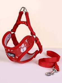 Supet 1 bộ Thoáng khí Giáng sinh Bông tuyết & Người tuyết Thú cưng Harness Với Dây xích , Thích hợp Đối với Trong nhà & Ngoài trời Sử dụng - Đỏ - Xem 2