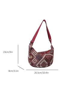 Bolso Cruzado Nuevo Estilo De Un Solo Color Para Estudiantes, Bolsa De Hombro Con Forma De Bola Grande De Gran Capacidad Con Diseño Minimalista De Inspiración Japonesa, Estilo Ins - Rojo - Ver 7