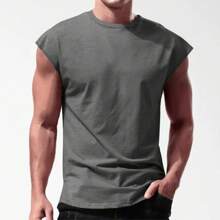 Casual Gym T-Shirt In 30-Thread Cotton Knit - 深灰色 - 查看 2