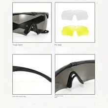 Resin Military Enthusiast CS Glasses, Shooting Goggles, Windproof Sand Outdoor Sports Windproof Goggles Shooting Glasses - 3 Color Polycarbonate Replacement Lens Multi Selection - Black - View 6