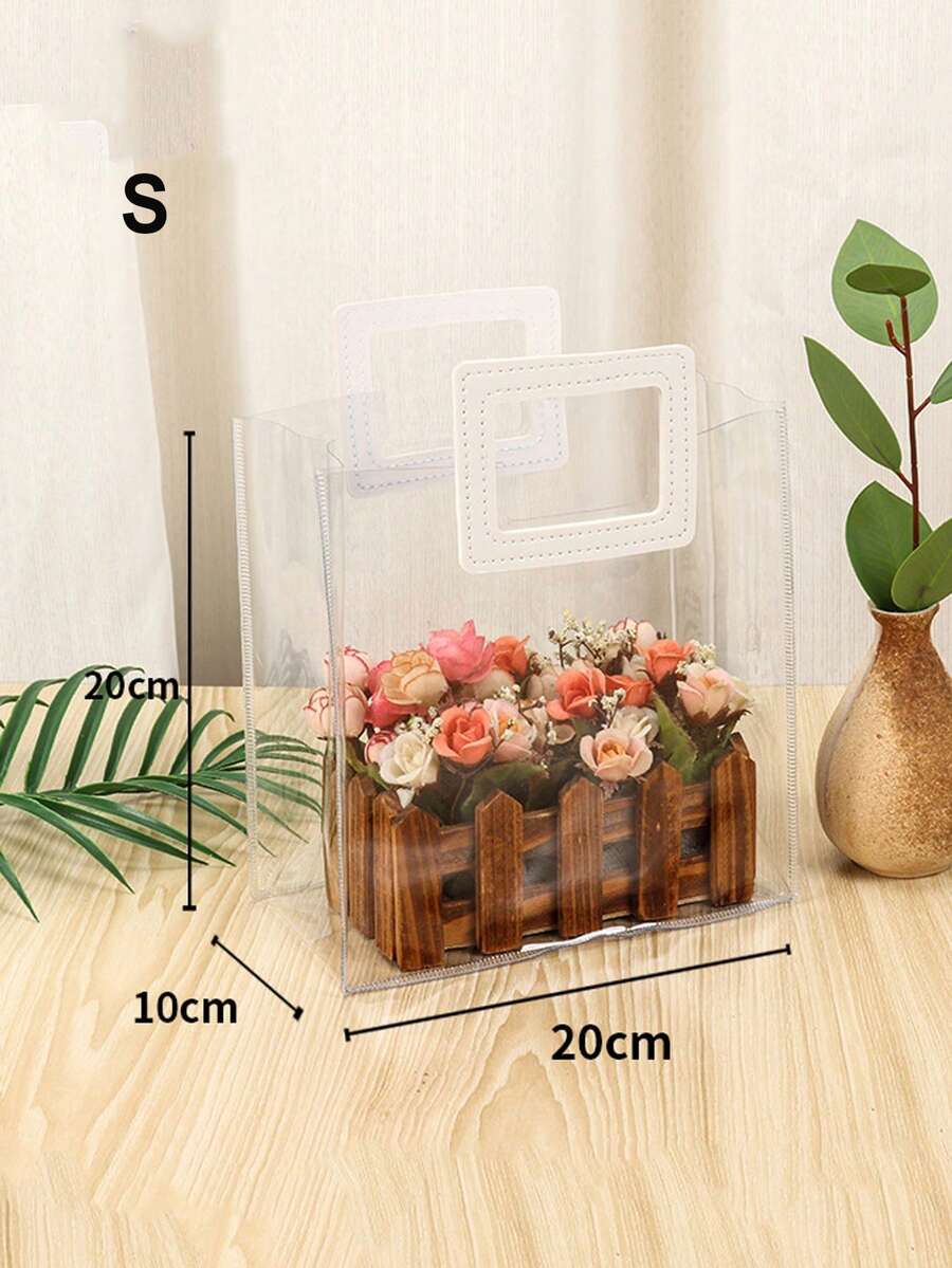 1入組清晰可重複使用禮物袋7.87x 3.94x 7.87英寸全息小手提袋禮品袋pvc材質帶手柄,適用於聚會、生日、聖誕、旅行、節日、婚禮、購物-用透明激光袋為您的禮物增添色彩(s號)