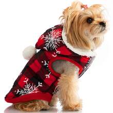 Hollypet 1pc Red Christmas Style Thick Lamb Fleece Warm Pet Sweatshirt Suitable For Small Dogs In Winter - Red - View 1