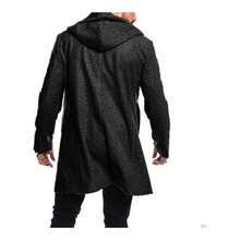 Chaqueta Con Capucha De Gabardina Larga De Moda Para Hombre - Negro - Ver 3