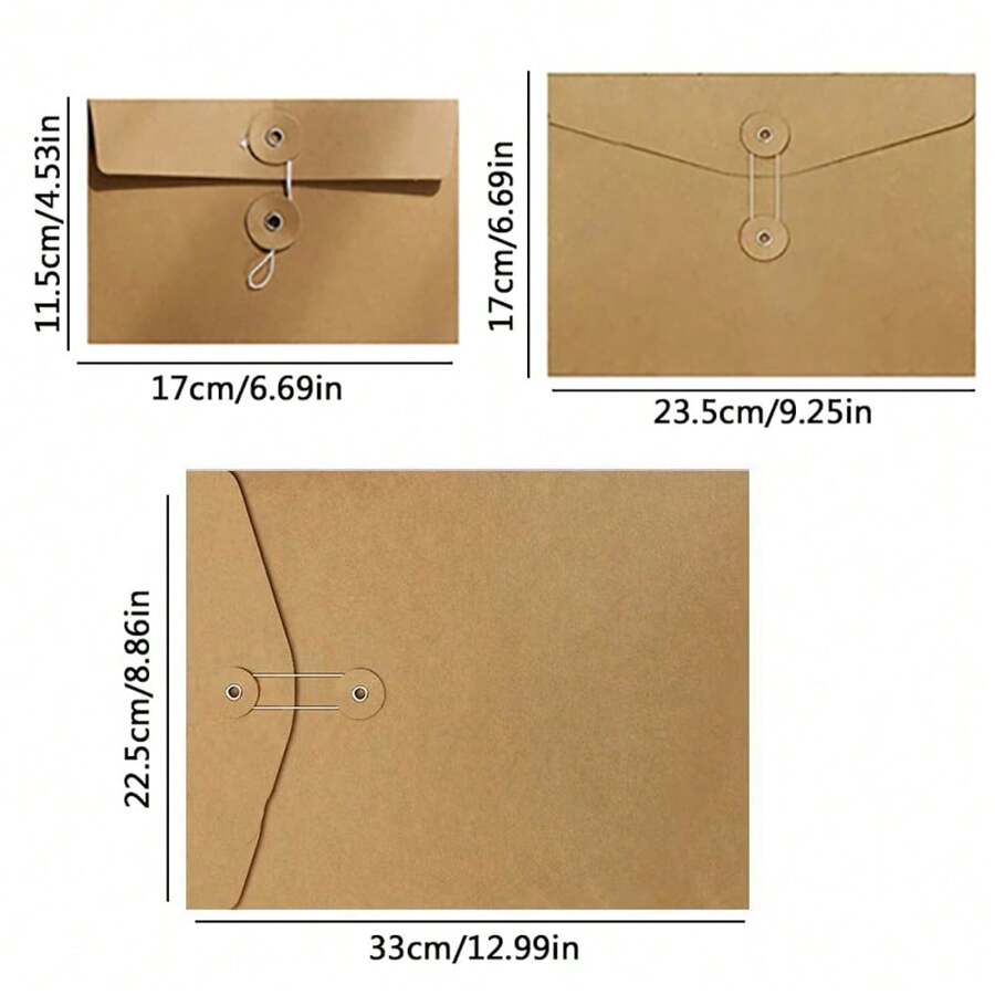 5入組棕色復古皮紙信封文檔袋 - 棕色 - 查看 1