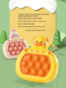 Consola De Juegos De Botón De Pato Amarillo Divertido, Juego De Puzzle De Empuje De Velocidad Con Lindo Juguete Electrónico De Conejo, Requiere Baterías - Amarillo - Ver 2