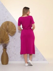 Women Two-piece Outfits - Màu Hoa hồng đỏ - Xem 2