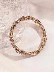 1pc Multilayer Crossed Rhinestone Decor Bracelet For Women, Sparkling And All-match - Yellow Gold - View 5