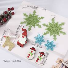 4 cặp/bộ Chuông lấp lánh Giáng sinh, Cây, Tuần lộc, Mũ, Vớ, Găng tay, Bộ bông tai thiết kế người tuyết & bông tuyết, kèm thiệp chúc mừng (Ngẫu nhiên) - Nhiều màu - Xem 22