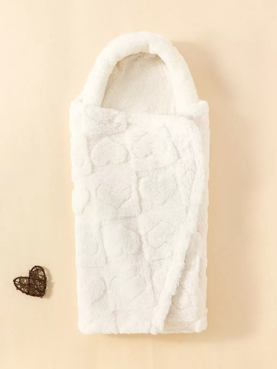 Baby Swaddle Blanket With Heart Pattern - White - View 1
