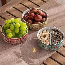 1 Pieza Bandeja De Bocadillos De Esmalte Azul, Plato Divisor De Cerámica - Azul - Ver 2