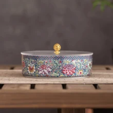 1 Pieza Bandeja De Bocadillos De Esmalte Azul, Plato Divisor De Cerámica - Azul - Ver 1