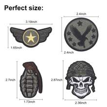 4 piezas Parches bordados decorativos para coser/planchar, diseños bordados, parche militar DIY para gorra, ropa, bolso, apliques de bordado - Negro - Ver 2