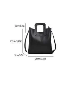 Women Fashionable Minimalist Handbag Casual Versatile Shoulder Bag - Black - View 2