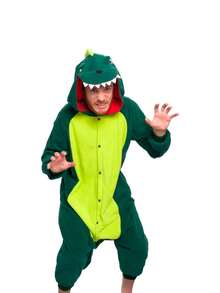 Mameluco Dinosaurio Pijama Adolescente y Adulto Para noches Cómodas Diseño Reptil Envío Protegido - Verde - Ver 5