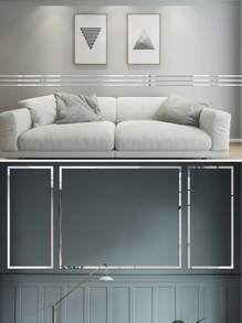 Colorful Life 20pcs Minimalistic Acrylic Mirror Effect Wall Stickers, Rectangular 3D Self-Adhesive Wall Decals For Living Room, Bedroom, Home Decor, Suitable For All Seasons