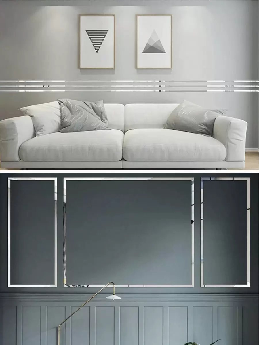 Colorful Life 20pcs Minimalistic Acrylic Mirror Effect Wall Stickers, Rectangular 3D Self-Adhesive Wall Decals For Living Room, Bedroom, Home Decor, Suitable For All Seasons