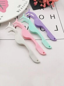 2pcs Random Plastic False Eyelash Applicator & Tweezers, Makeup Artist Professional Tools For Grafting Eyelashes Eyebrows - Multicolor - View 2