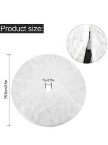 1pc Plush Decoration Carpet, Super Soft Long White Christmas Tree Skirt/ Christmas Tree Apron/ Christmas Tree Decoration/ Christmas Tree Bench