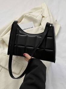 轻便、商务休闲迷你绗缝翻盖时尚方形包，适合少女、女大学生、新人及白领人士，非常适合办公室、大学、工作、商务、通勤、户外、旅行、郊游 - 黑色 - 查看 4