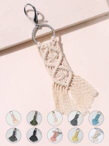 1pc Tassel grace Braided Tassel Keychain - White - View 2