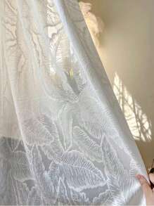 1入組法式風格奢華絨面立體機能窗簾,適用於客廳、臥室、陽台,保溫隔熱 - 白色 - 查看 1