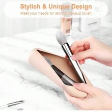 Túi trang điểm mini chống thấm nước có thể tái sử dụng bằng gel Silica Sắp xếp đồ trang điểm của bạn khi đang di chuyển: Hộp đựng cọ trang điểm bằng silicon hiện đại di động để đi du lịch, đi học, đi học, ký túc xá tại nhà, phụ kiện du lịch - Bụi hồng - Xem 2