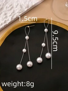 1 Miếng Đỏ  Trân châu Tua Hoa tai - trắng - Xem 6