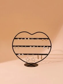 bianya 1pc Creative Iron Heart Shape Earring Holder Stand, Organizer Box For Home Use - Black - View 5