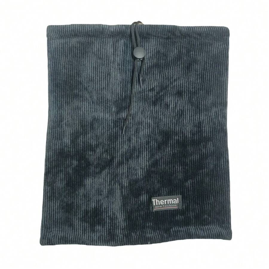 Sun Protective Anti UV 1pc Simple And Warm Dark Grey Neck Warmer With Drawstring For Outdoor Activities - Grey - View 1