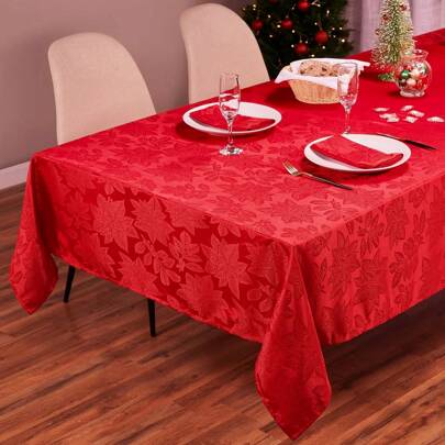 1pc Table Cloth Rectangle Table,Fitted Tablecloth,Waterproof Table Cloth,60 X 84 Inch,Polyester Tablecloth,Rectangle Tablecloth,Red Christmas Tablecloth,Tablecloths For Rectangle Tables