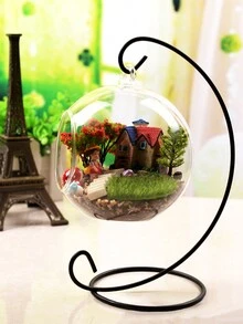 1入組透明玻璃花瓶掛球吊飾,適用於微型花園,多肉水耕植物玻璃罩 - 無色 - 查看 3
