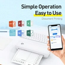 A4攜帶式熱敏打印機 X8 無線藍牙連接兼容手機照片打印機,支援210mm A4熱敏紙 - 白色 - 查看 4