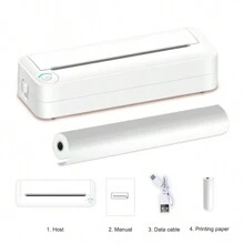 A4攜帶式熱敏打印機 X8 無線藍牙連接兼容手機照片打印機,支援210mm A4熱敏紙 - 白色 - 查看 2