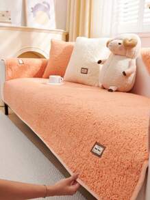 1個秋冬加厚絨毛橙色沙發座墊套,現代簡約沙發墊,具有防滑功能,可機洗和防塵,具有抗褪色和不掉毛的特性 - 橘色 - 查看 4