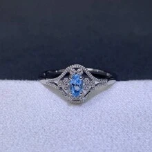 1pc Fashionable Natural Topaz Flower Open Ring - Silver - View 8